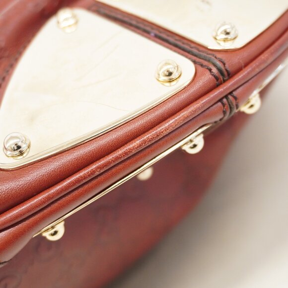 GUCCI Red Leather Horsebit Bag - Picture 8 of 13